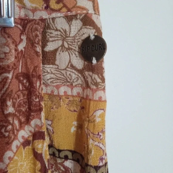 Rip Curl terracotta floral boho wide leg palazzo pants women size medium/large - Picture 4 of 9